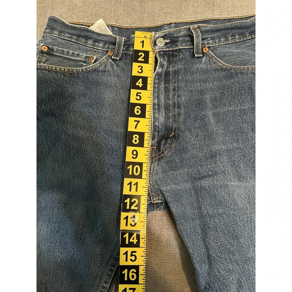 Levi's 505 Jeans Men's‎ 36x32 Distressed Hems Straight Biker Rock Casual Blue